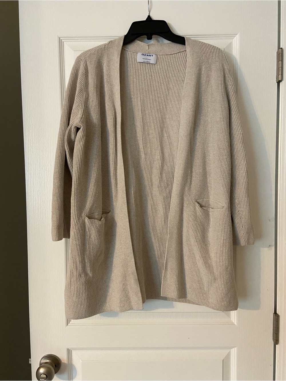 Old Navy Neutral Ribbed Open-Front Cardigan in Light Beige
